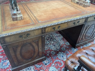 Lot 1 - A Carved Mahogany Double Pedestal Desk, late...