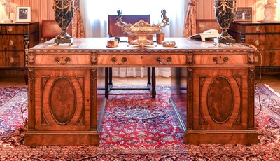 Lot 1 - A Carved Mahogany Double Pedestal Desk, late...