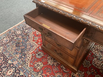 Lot 1 - A Carved Mahogany Double Pedestal Desk, late...