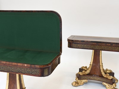 Lot 13 - A Pair of Regency Rosewood, Crossbanded, Brass-...