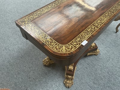 Lot 13 - A Pair of Regency Rosewood, Crossbanded, Brass-...