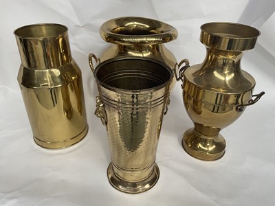 Lot 31 - A Modern Hammered Brass Twin-Handed Vase or...