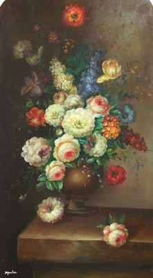 Lot 1078 - A Decorative Still Life of Flowers in a Vase...