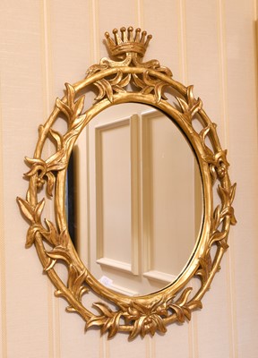 Lot 38 - A Carved Giltwood Mirror, 20th century,...