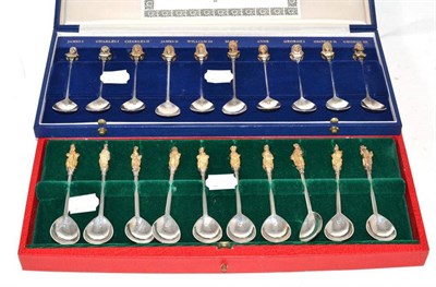 Lot 13 - A cased set of ten limited edition silver teaspoons 'The Queens Beasts', and a cased set ten silver