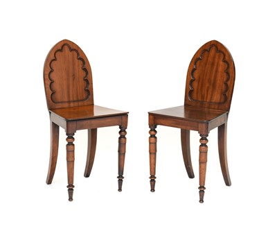 Lot 338 - A Pair of Victorian Mahogany Hall Chairs,...