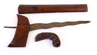 Lot 222 - A Javanese Kris, with 36cm fourteen lok pamor...