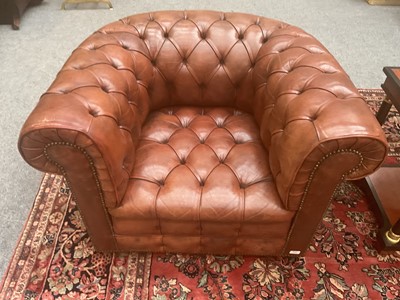 Lot 349 - A 20th Century Brown Leather Three Piece...