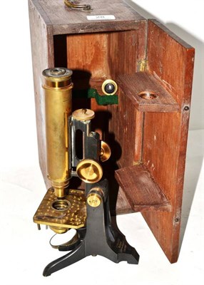 Lot 28 - A cased microscope stamped C.Collins, Optician, 157 Great Portland Street, London