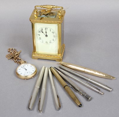 Lot 335 - A 9 Carat Gold Cased Ballpoint Pen, a silver...