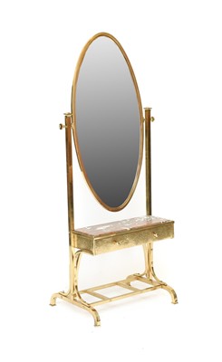 Lot 373 - A 20th Century Brass and Marble Cheval Mirror,...