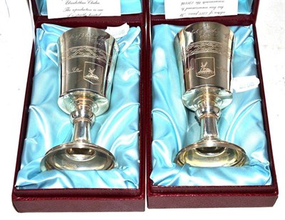 Lot 35 - Two silver limited edition goblets, reproducing 'The Hertford Elizabethan Chalice' retailed by...