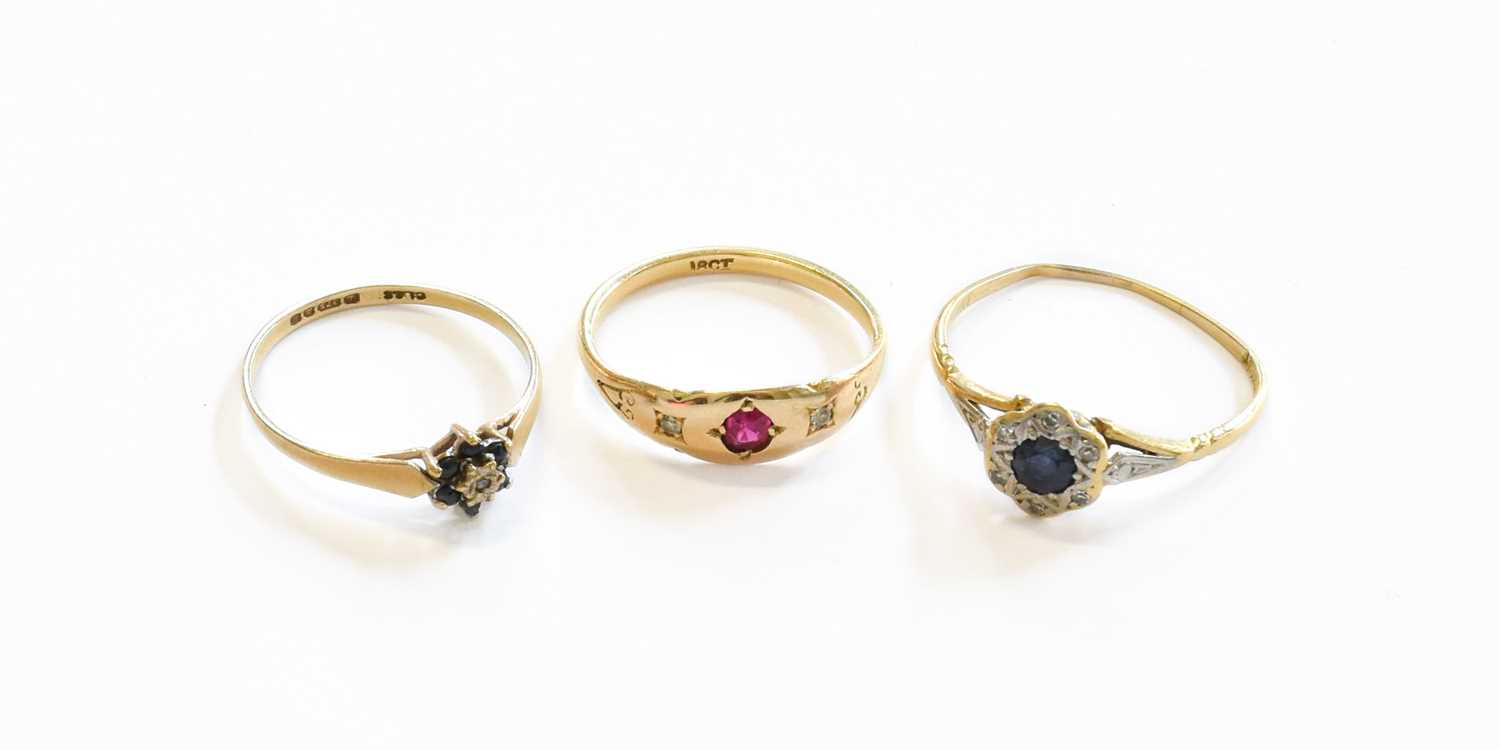 Lot 151 - A 9 Carat Gold Sapphire and Diamond Cluster...
