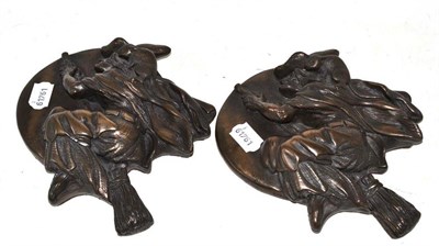 Lot 45 - Two Pendelfin bronzed wall hangings of witches on broomsticks
