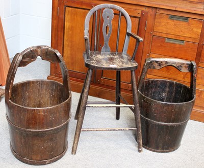 Lot 1315 - Two 19th Century Metal-Bound Wooden Pails and...