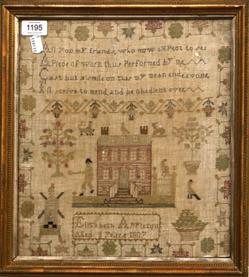 Lot 1195 - Elizabeth Appleton Sampler, 1807