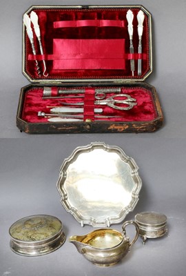 Lot 216 - A Group of Assorted Silver, comprising a cream-...