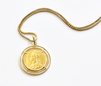Lot 136 - A Sovereign Pendant on Chain, the sovereign...