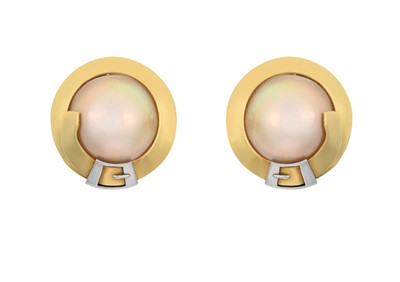 Lot 2050 - A Pair of 18 Carat Gold Mabe Pearl Earrings...