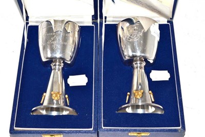 Lot 54 - Two silver limited edition goblets to commemorate 'The Opening of the Stock Exchange 1972' by...