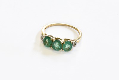 Lot 126 - A 9 Carat Gold Emerald and White Stone Ring,...