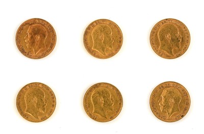 Lot 165 - 6 x Half Sovereigns, comprising:4 x Edward VII...