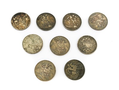 Lot 59 - 9 x Silver Crowns comprising: 2 x George IV...