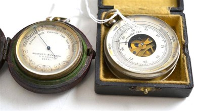 Lot 58 - Two aneroid pocket barometers, one signed Negretti and Zambra (2)