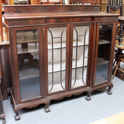 Lot 1326 - A Mahogany Inverted Breakfront Bookcase, 153cm...