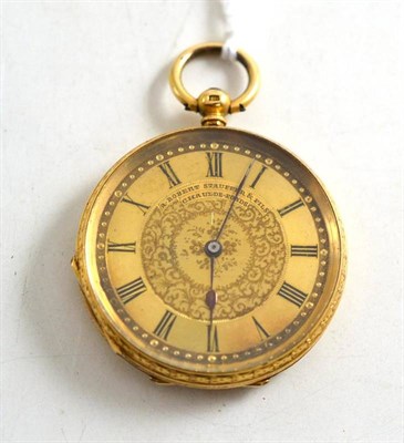Lot 64 - A lady's fob watch, case stamped '18K'