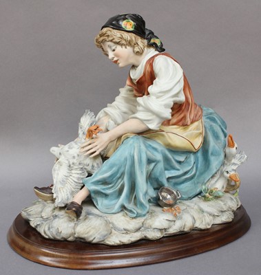 Lot 403 - Capodimonte Figure of a Girl with a Goose,...