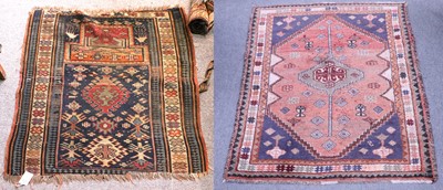 Lot 1279 - Karabagh Prayer Rug, the field of geometric...