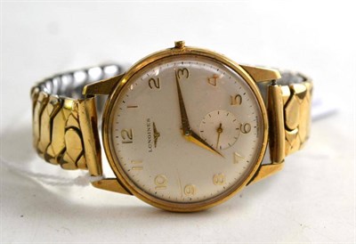 Lot 67 - A gentleman's 9ct gold wristwatch, signed Longines