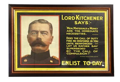 Lot 73 - A First World War Army Recruitment Poster -...
