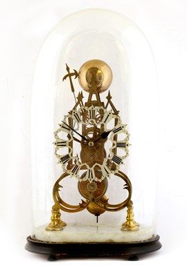 Lot 197 - A Brass Skeleton Mantel Timepiece with Passing...