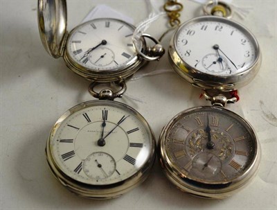 Lot 72 - Four silver cased pocket watches
