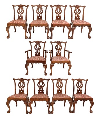 Lot 288 - A Set of Ten (8+2) Carved Mahogany Chippendale-...