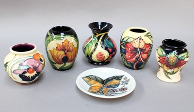 Lot 250 - Six Pieces of Contemporary Moorcroft Pottery,...