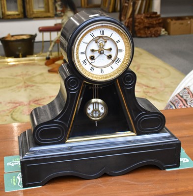 Lot 1105 - A Victorian Slate Striking Mantel Clock, 4.5"...