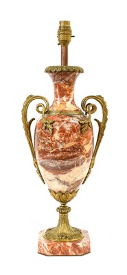Lot 163 - A French Gilt Metal-Mounted Rouge Marble Lamp...
