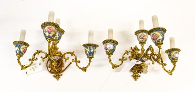 Lot 554 - A French Gilt Metal and Porcelain Five-Branch...