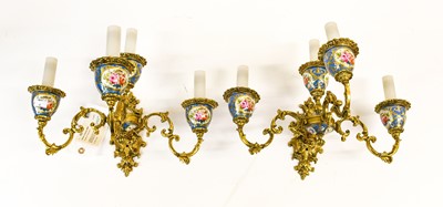 Lot 554 - A French Gilt Metal and Porcelain Five-Branch...