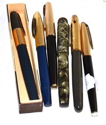 Lot 87 - Six fountain pens including Parker, Waterman and Sheaffer (6)