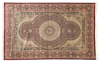 Lot 195 - Fine Ghom Silk Carpet Central Iran, circa 1990...