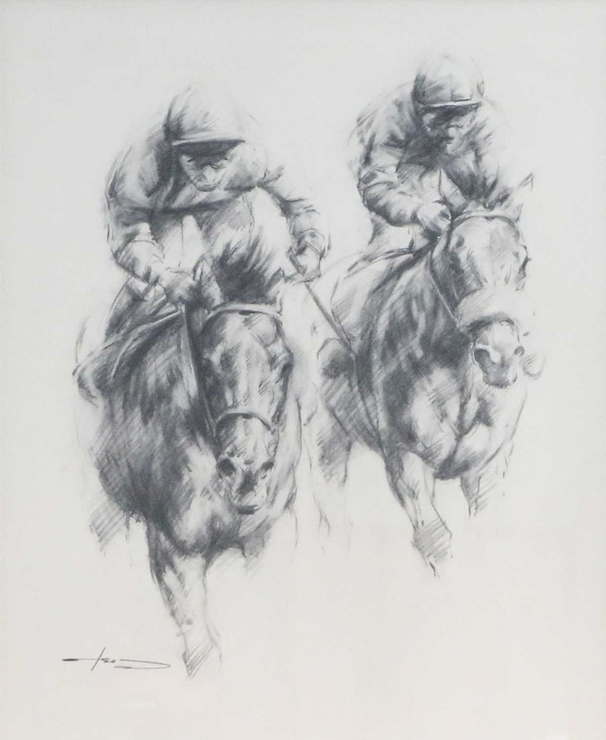 Lot 1133 - Graham Isom (b.1945) Study of two horses...