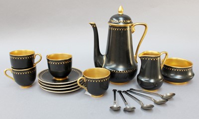 Lot 251 - A Royal Worcester Part Coffee Service, black...