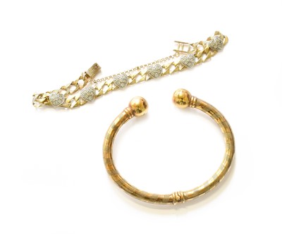 Lot 15 - A 9 Carat Gold Curb Link Paste Bracelet,...