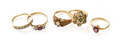 Lot 47 - Three 9 Carat Gold Rings, including an opal...
