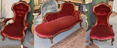 Lot 1209 - A Victorian Button Back Gents Open Armchair,...