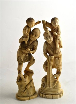 Lot 102 - Two Japanese marine ivory carvings